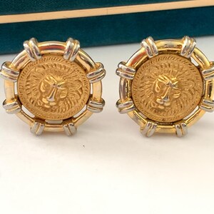 Vintage Gold Tone Lion Clip On Earrings, AS IS