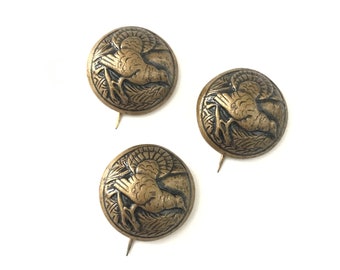 Vintage Gilt Ox Lapel Pin // Vintage Pin-Backs // Pin Backs (12)