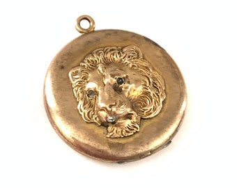 Antique Rolled Gold Plated Victorian Lion Locket, Vintage Locket, Lion Locket Pendant - AS IS