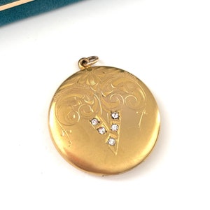 Vintage Gold Filled Etched North Force Clear Path Locket, Gusty Winds Gold Filled Vintage Keepsake Photo Locket, Gift for Her AS IS