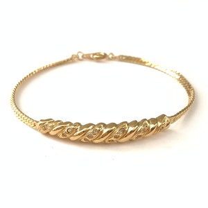 Vintage Gold Plated Ribbed Dome Shrimp Tennis Bracelet