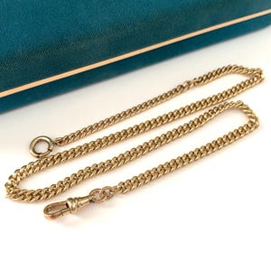 Vintage 15.5" Curb Link Watch Chain Necklace Swivel Clasp, Antique Curb Chain Pocket Watch Chain with Front Clasp for Charms