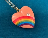 Vintage Rainbow Heart Necklace - Etsy