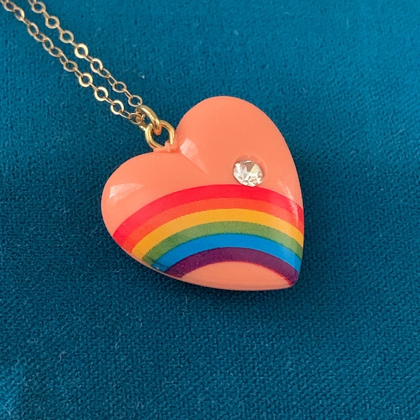 Vintage Rainbow Heart Necklace