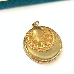 Antique Art Nouveau Gold Filled Celestial Sun Moon Locket, Vintage Two Tone Repousse Locket Pendant, Keepsake Photo Pendant, Unisex Locket
