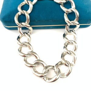 Vintage Silver Plated Chunky Oversized Link Chain Necklace