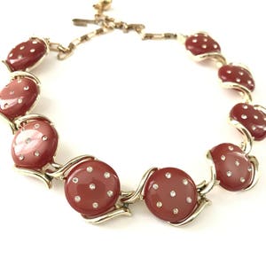 Vintage 1950s Rhinestone Encrusted Thermoset Lucite Necklace