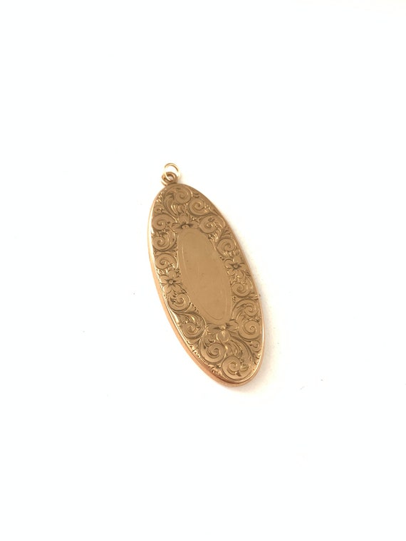 Beautiful Vintage Gold Filled Long Oval Locket, A… - image 1