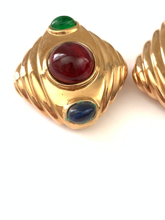 Gorgeous Vintage Etruscan Inspired Jewel Tone Cab… - image 2