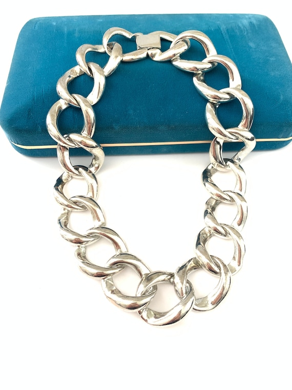 Vintage Silver Plated Chunky Oversized Link Chain 