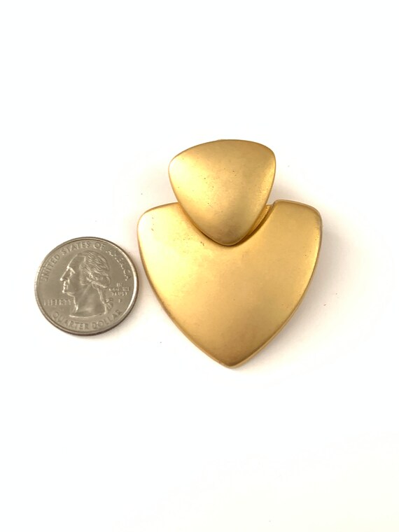 Vintage Matte Gold Plated Geometric Dangle Earrin… - image 4