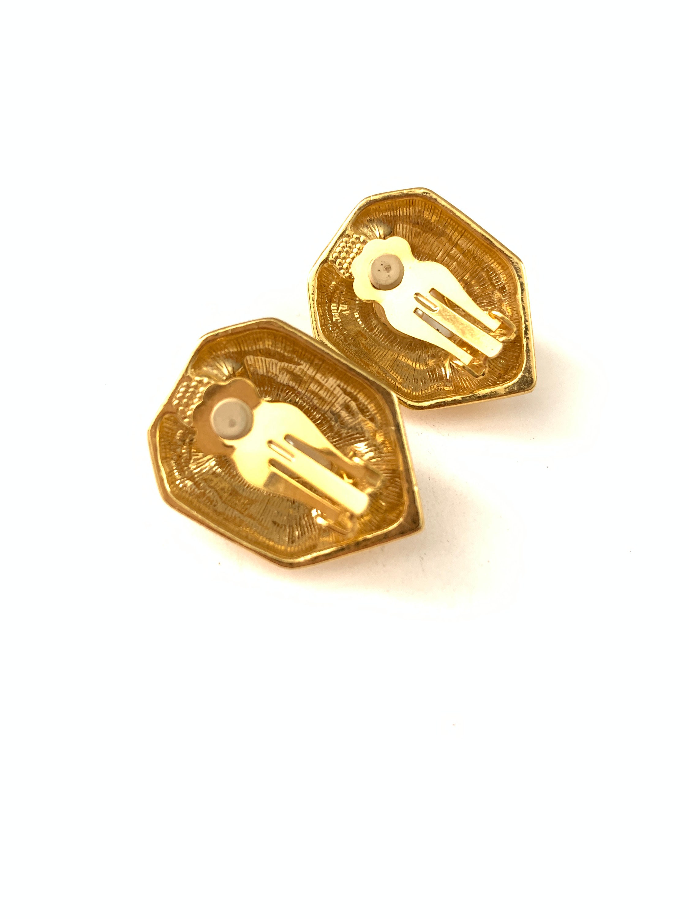 Boucles D’oreilles Anciennes Clips – Perles Dorées à L’or Fin – Créateur – Modèle Boule