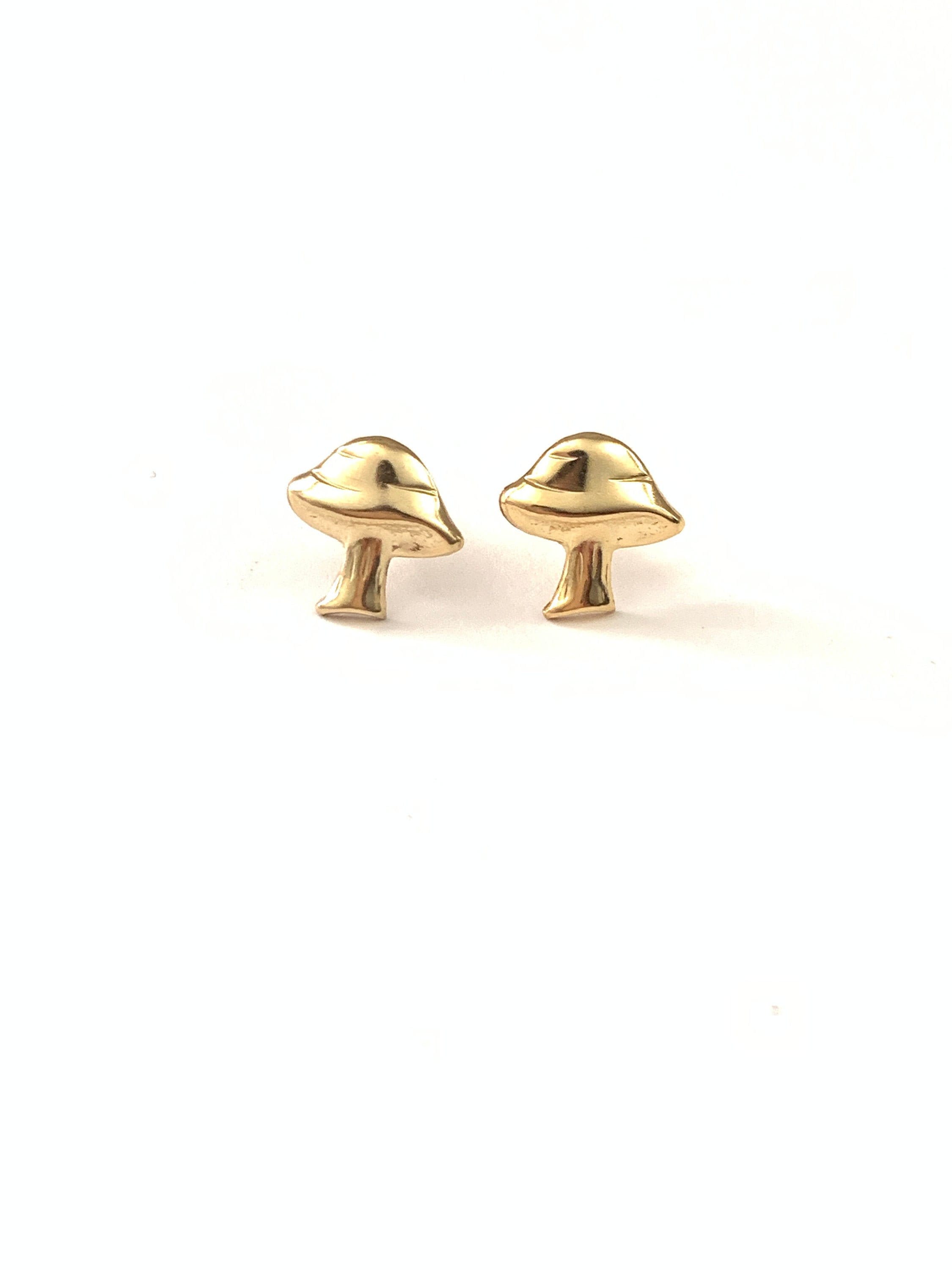 Vintage Mushroom Earring Stud 14k Gold Filled Mushroom Stud - Etsy