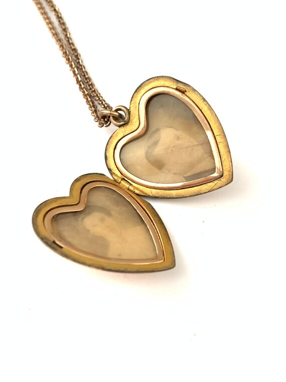 Vintage Art Deco Repousse Paste Gold Filled Heart… - image 7