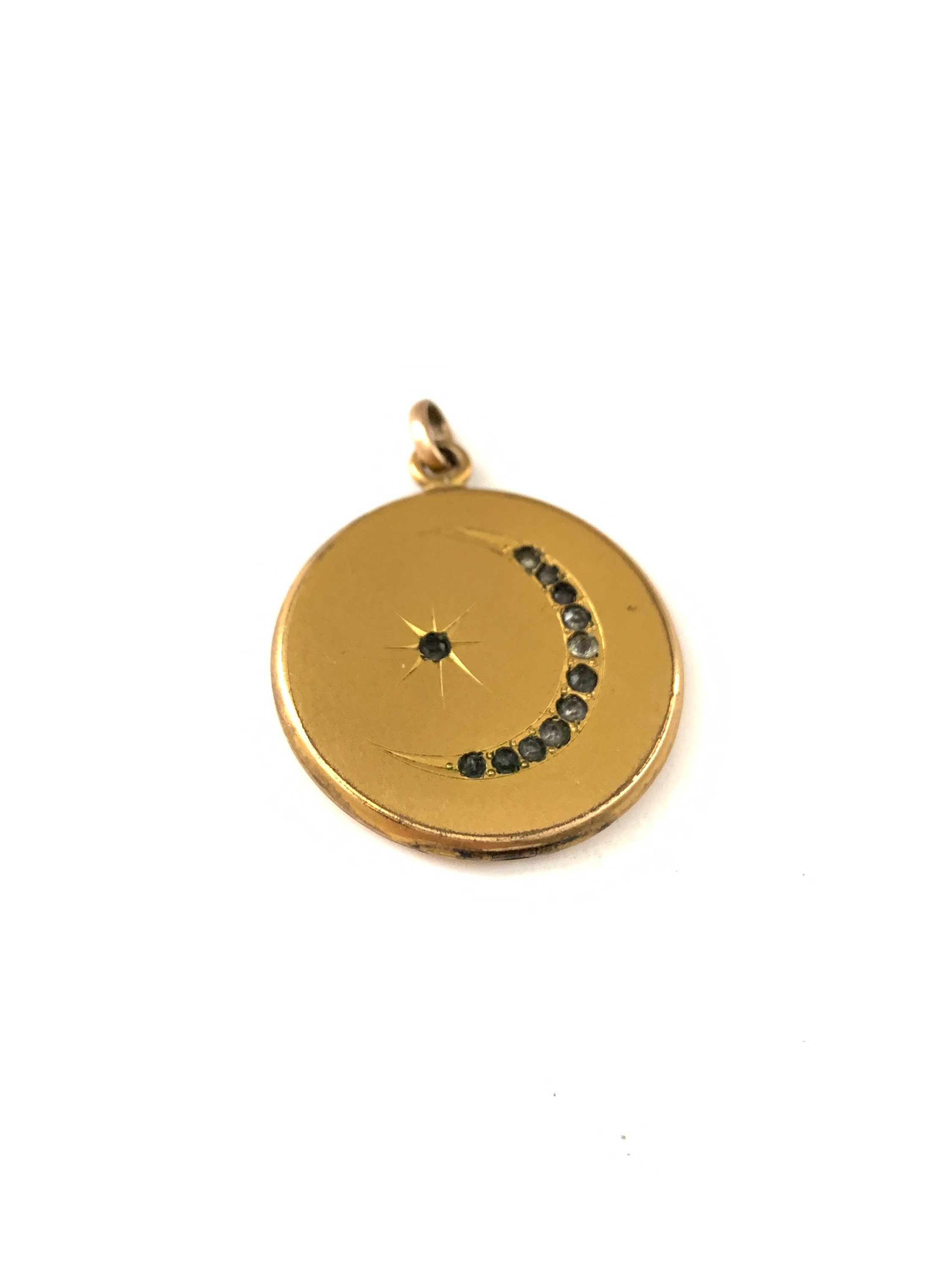 Vintage Antique Crescent Moon and Star Locket // Vintage Gold Filled ...