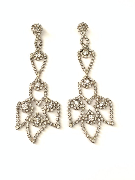 Gorgeous Chandelier Clear Rhinestone Earrings, Lo… - image 6