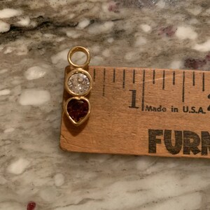 Vintage Plated Gold Rhinestone Heart 90s Earring Charms, Gold Plated Interchangeable Charm Earrings // Interchangeable Earrings image 4