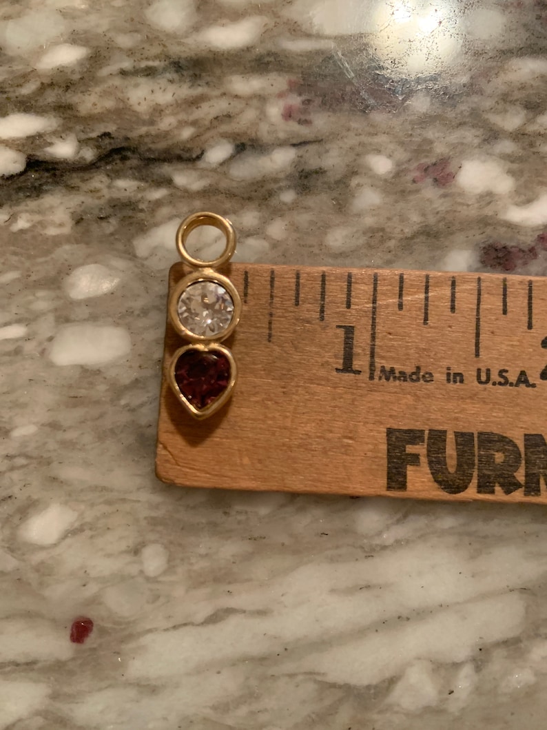 Vintage Plated Gold Rhinestone Heart 90s Earring Charms, Gold Plated Interchangeable Charm Earrings // Interchangeable Earrings image 4