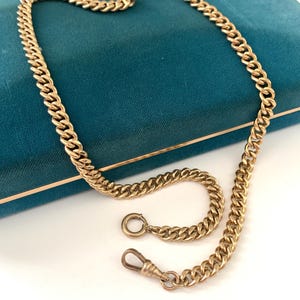 Vintage 18 7/8" Victorian Gold Filled Curb Watch Chain Necklace with Dog Clip Swivel Clasp, Antique Albert Chain Necklace, Gift for Him