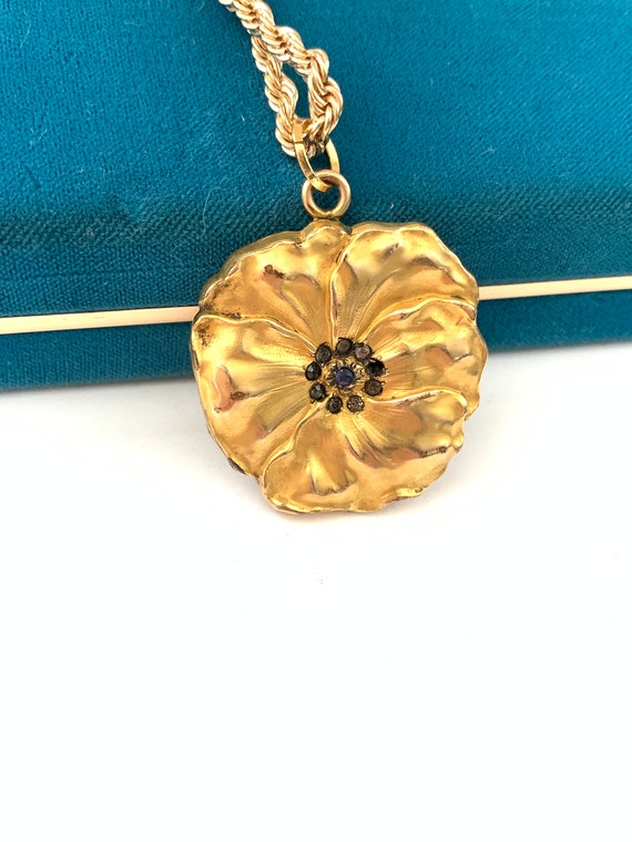 Beautiful Large Vintage Gold Filled Pansy Flower … - image 4