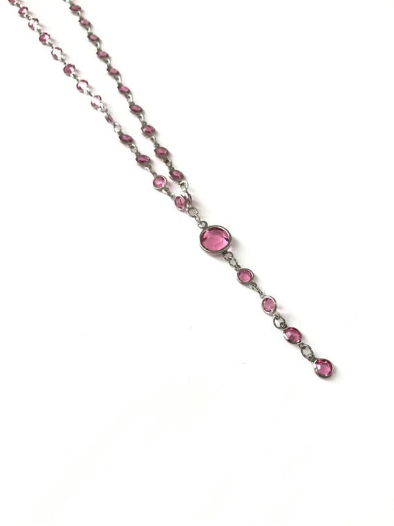 Beautiful Vintage Silver Plated Pink Crystal Glas… - image 1