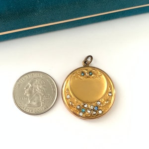 Antique Gold Filled Crescent Moon Floral Repouse Locket, Gold Filled ...