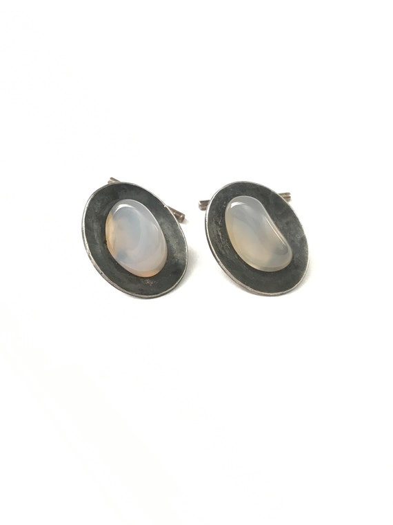 Set Vintage De Boutons De Manchette Et épingle De Cravate - Argent Sterling - Motif O.W.L. - Occasion