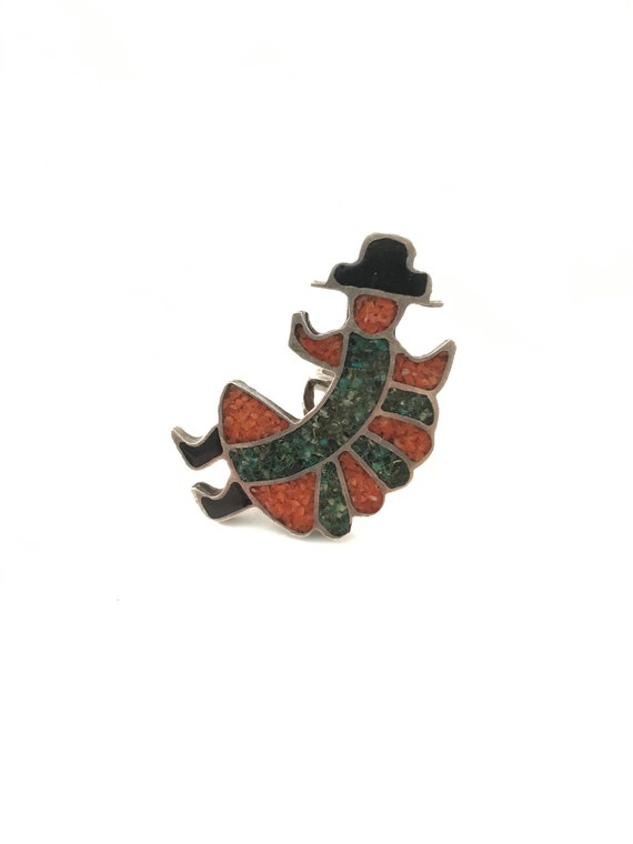Vintage Zuni Dancer Ring Size 7 // Native American Ring // Inlay Zuni Ring