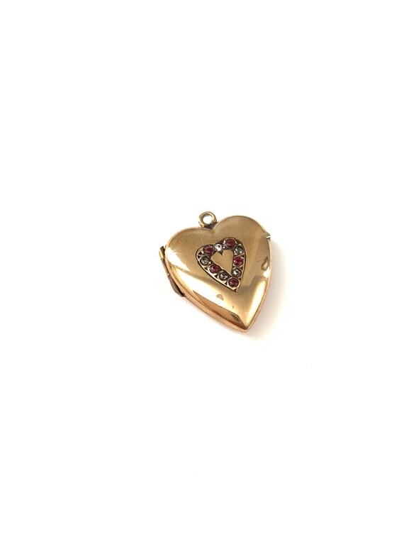 Vintage Antique Gold Filled Paste Heart Locket, Lo