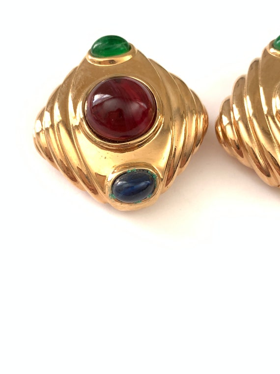 Gorgeous Vintage Etruscan Inspired Jewel Tone Cab… - image 4
