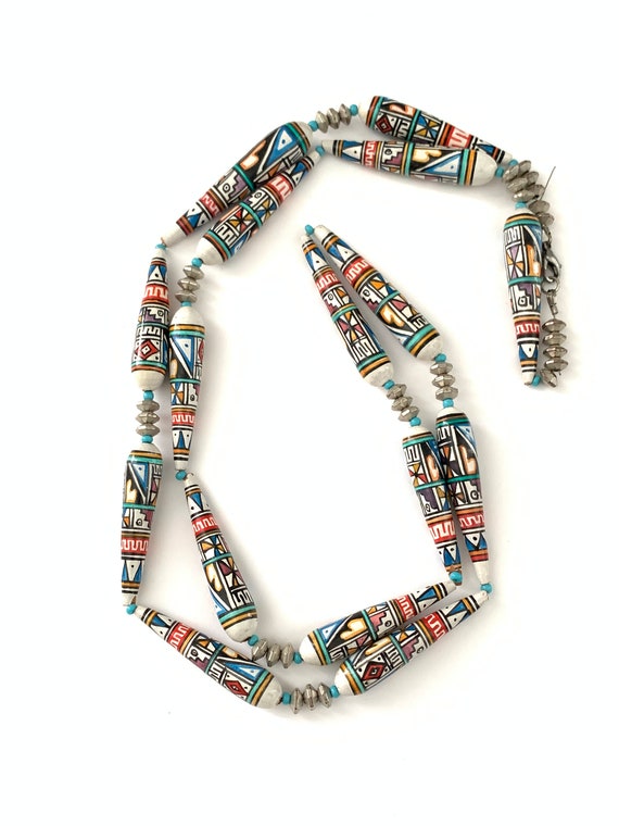 Awesome Vintage Peruvian Colorful Glass Beaded Ne… - image 2