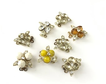 5 Vintage Clasps, Space for beads or rhinestones, Two strand clasp - AS IS