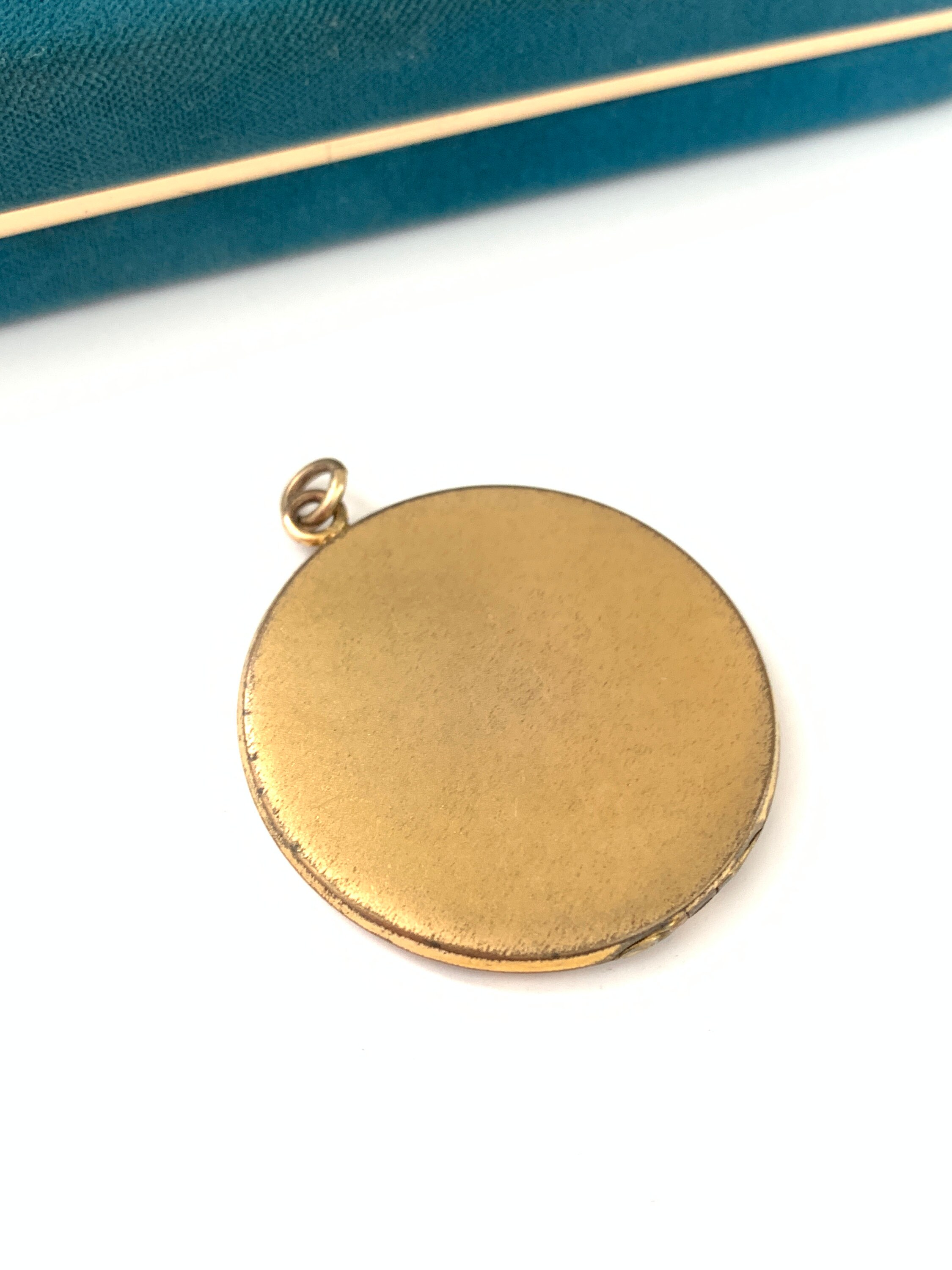 Antique Large Victorian Crescent Moon Lucky Clover Locket, Vintage Gold ...