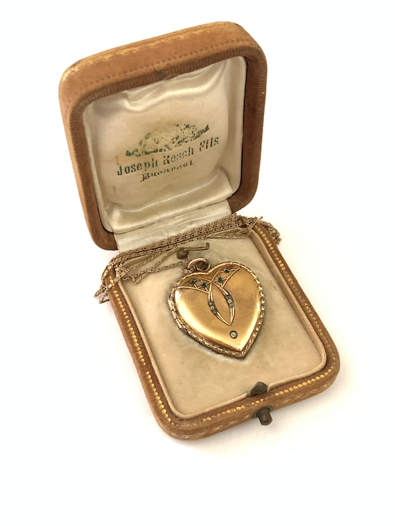 Amazing Antique Victorian Gold Filled Paste Heart