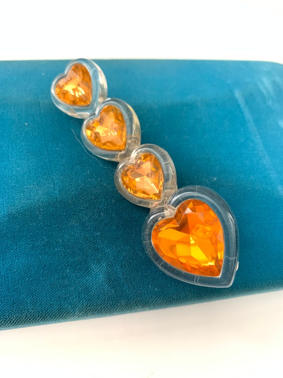 Vintage Tiered Lucite Plastic Heart Brooch - image 2