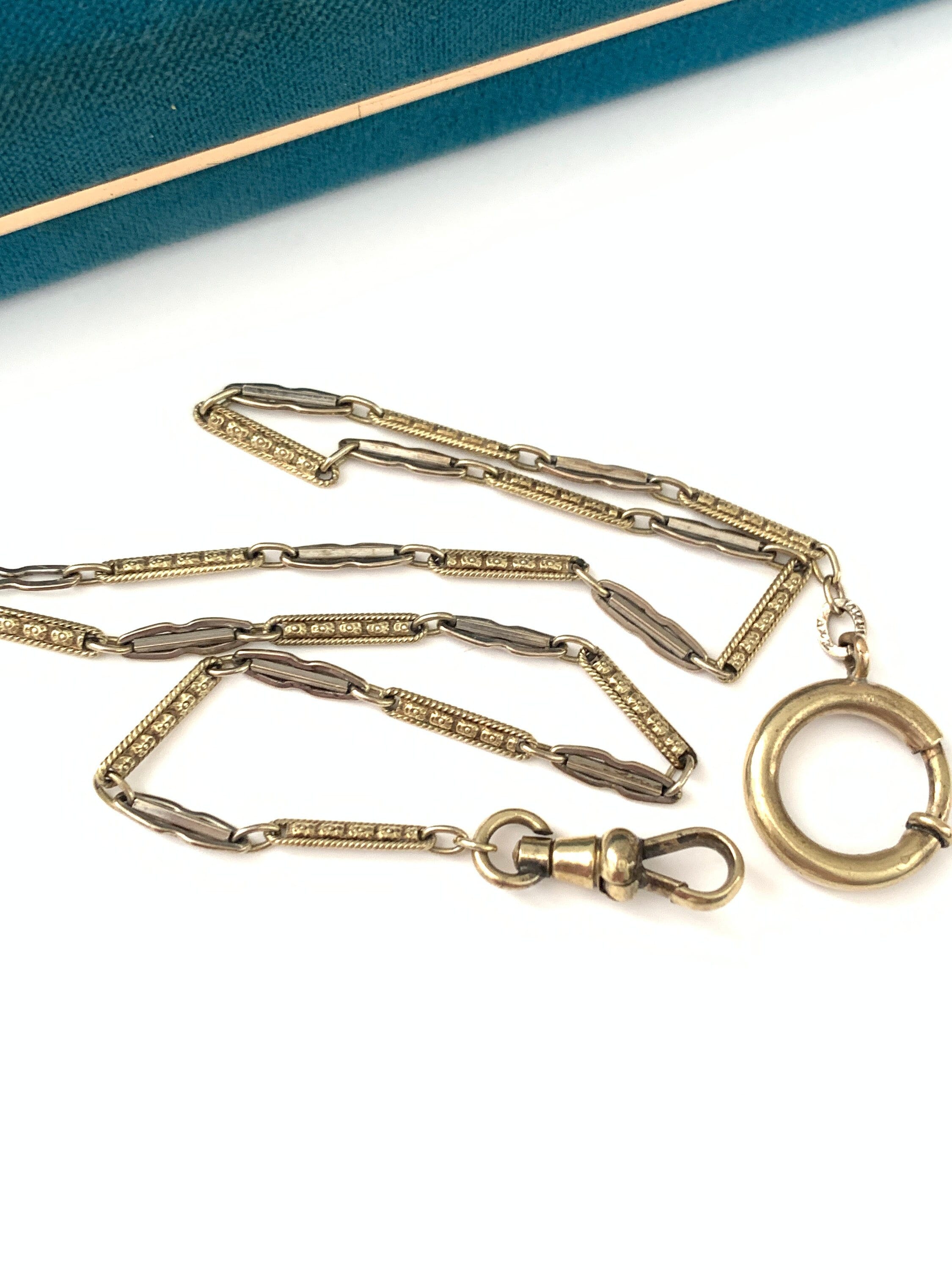 Vintage Art Deco 15.25 Antique Two Tone Gold Filled Pocket Watch Chain Necklace, 14k Gold Filled Pocket Watch Chain Necklace Dog Clip Clasp - Etsy Vintage Art Deco 15.25 Antique Two Tone Gold Filled Pocket Watch Chain Necklace, 14k Gold Filled Pocket Watch Chain Necklace Dog Clip Clasp - Etsy