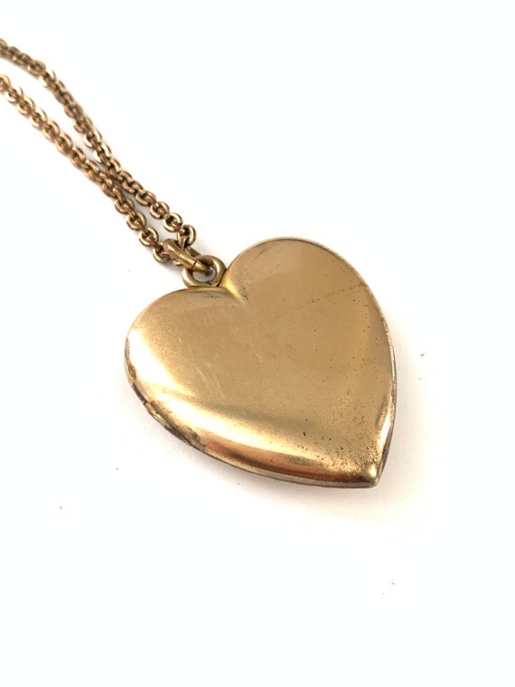 Vintage Art Deco Repousse Paste Gold Filled Heart… - image 8