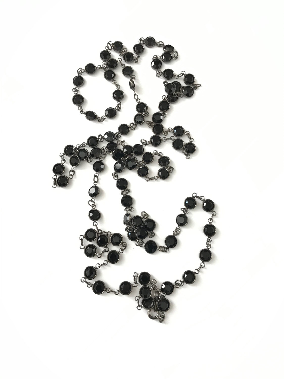 Hammered Jet Black Chandelier Necklace
