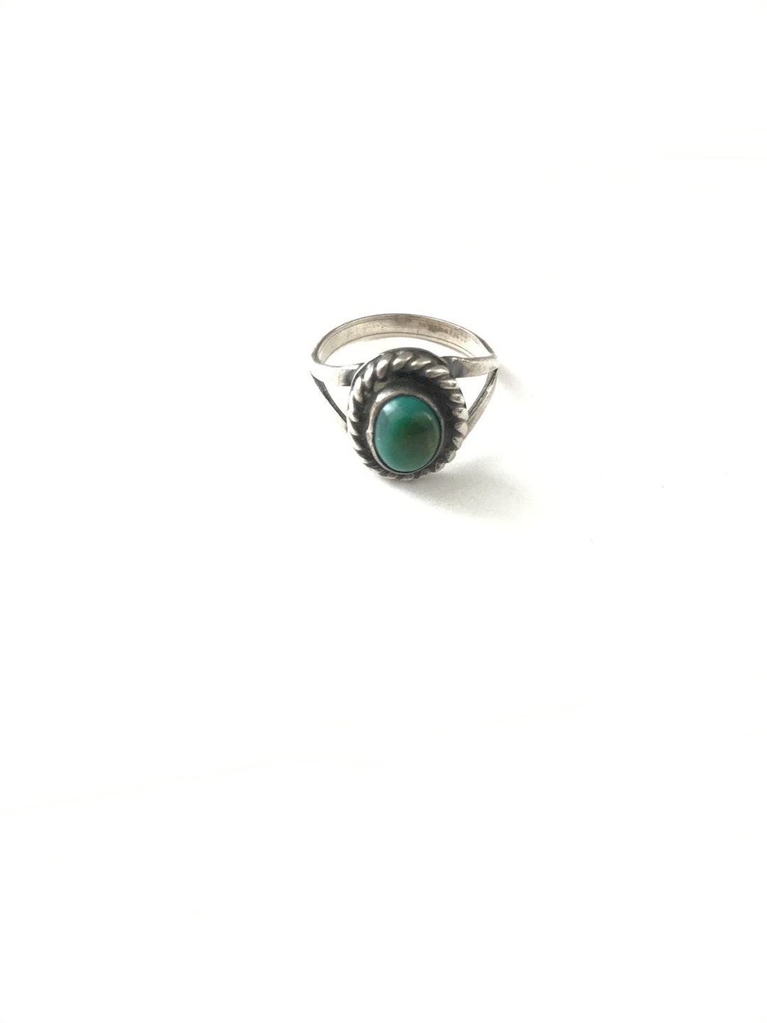 Vintage Native American Silver Turquoise Sweetheart Ring Size 6