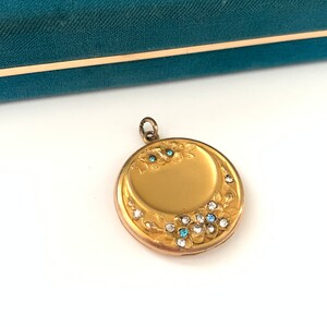 Antique Gold Filled Crescent Moon Floral Repouse Locket, Gold Filled ...