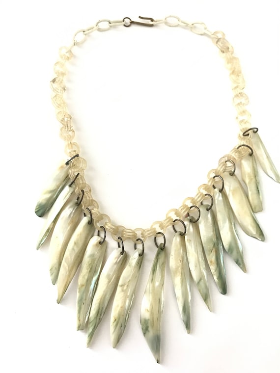 Vintage Celluloid Chain and Mother of Pearl MOP B… - image 2
