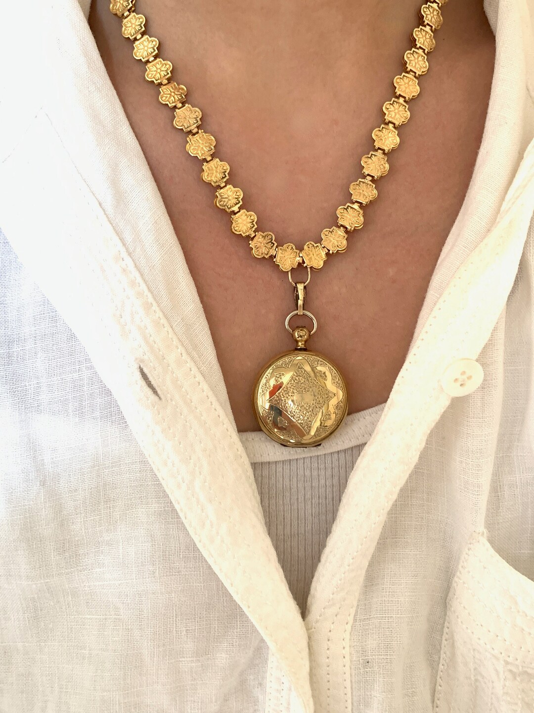 Antique M.G. Book Chain & Locket