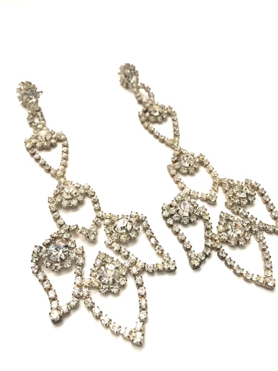 Gorgeous Chandelier Clear Rhinestone Earrings, Lo… - image 3