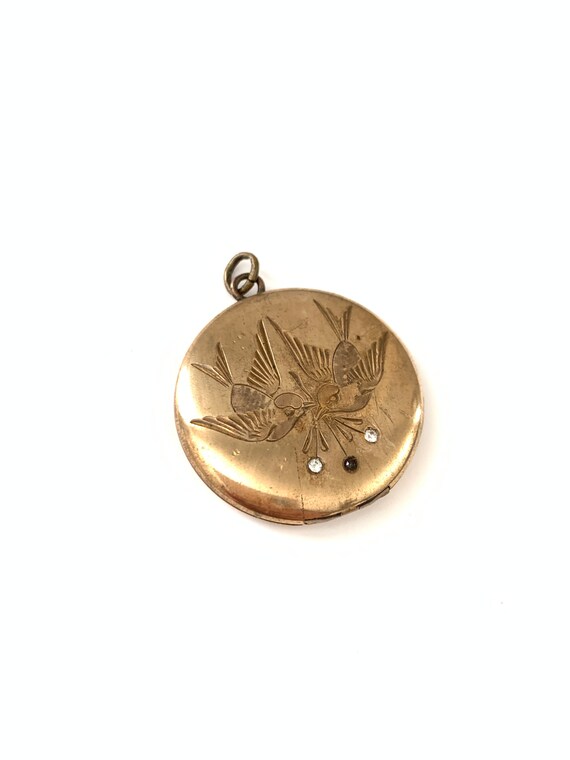 Antique Victorian Swallow Bird Gold Filled Locket