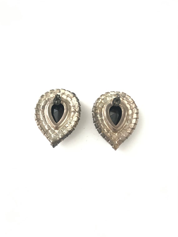 Vintage Black and Clear Pave Rhinestone Earrings,… - image 5