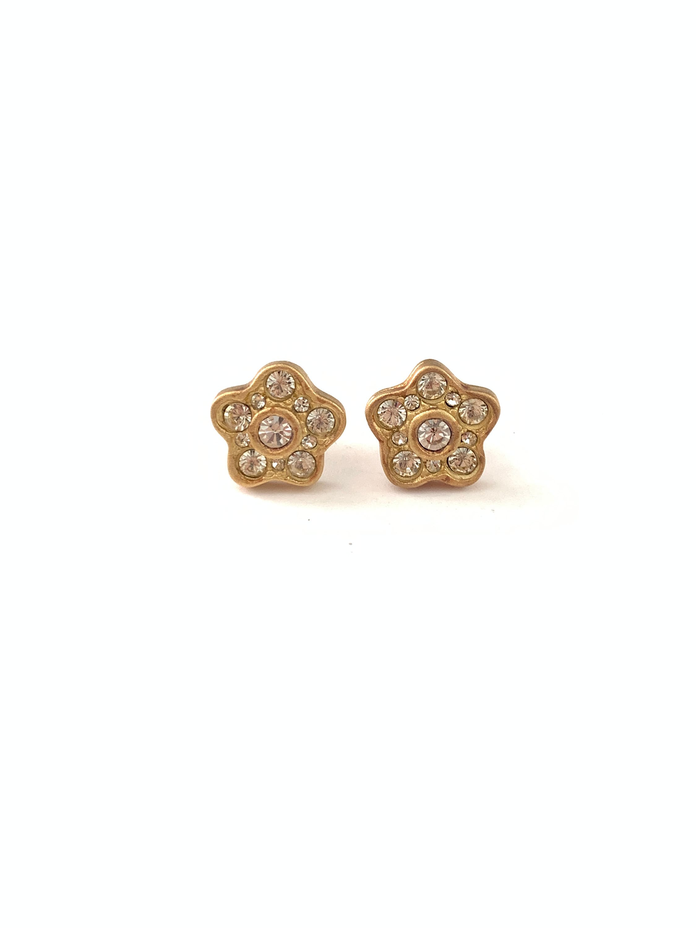 ★VINTAGE HOLLYWOOD★ [14k Gold] Petit Daisy Earrings_VH2533 Vintage Plated Matte Gold Daisy Stud Earrings, Gold Plated