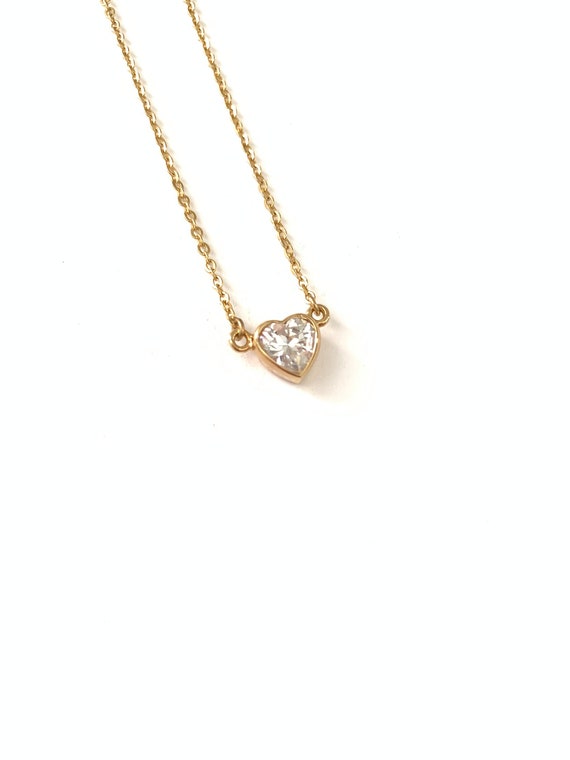 Vintage Gold Plated Heart cz Cubic Zirconia Neckl… - image 3