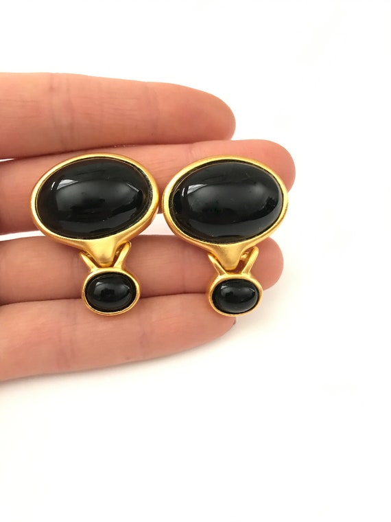 Vintage Jet Black Plastic Cabochon Egyptian Reviva