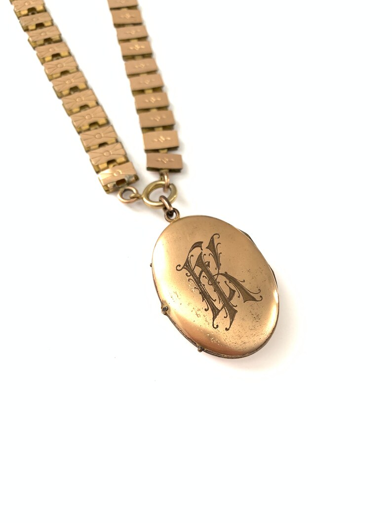 Vintage Victorian Gold Filled Book Chain Locket Necklace // Etsy