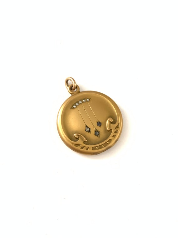 Beautiful Vintage Art Nouveau Gold Filled Seed Pearl Paste Locket, Antique Gold Filled Locket Pendant, Seed Pearl Bloom Art Deco Locket